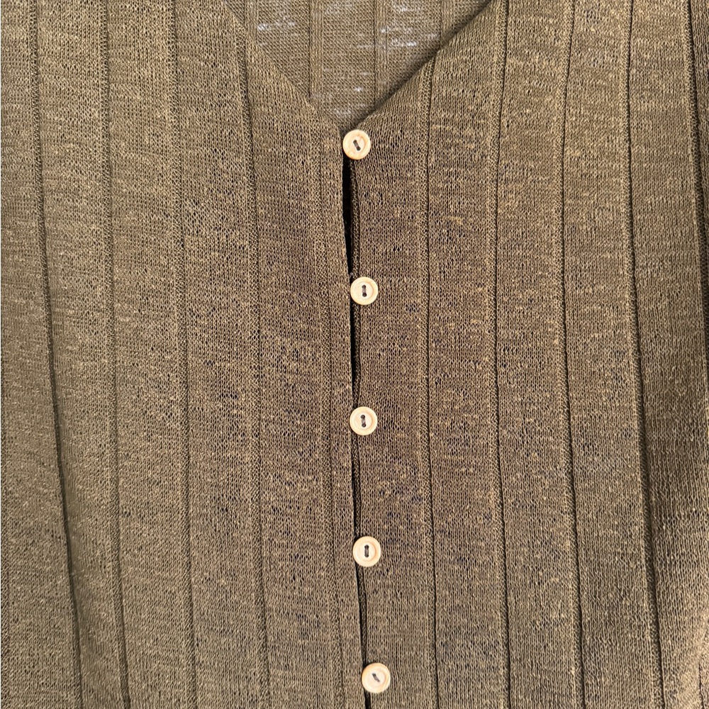 H&M Brown Ribbed Button-Up Top - Picture 3 of 5